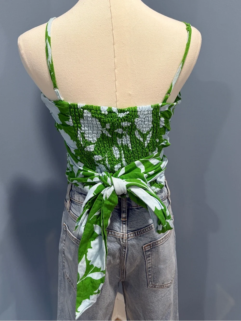 Kate Spade Green Floral Tie Back Crop Top XS Cottagecore